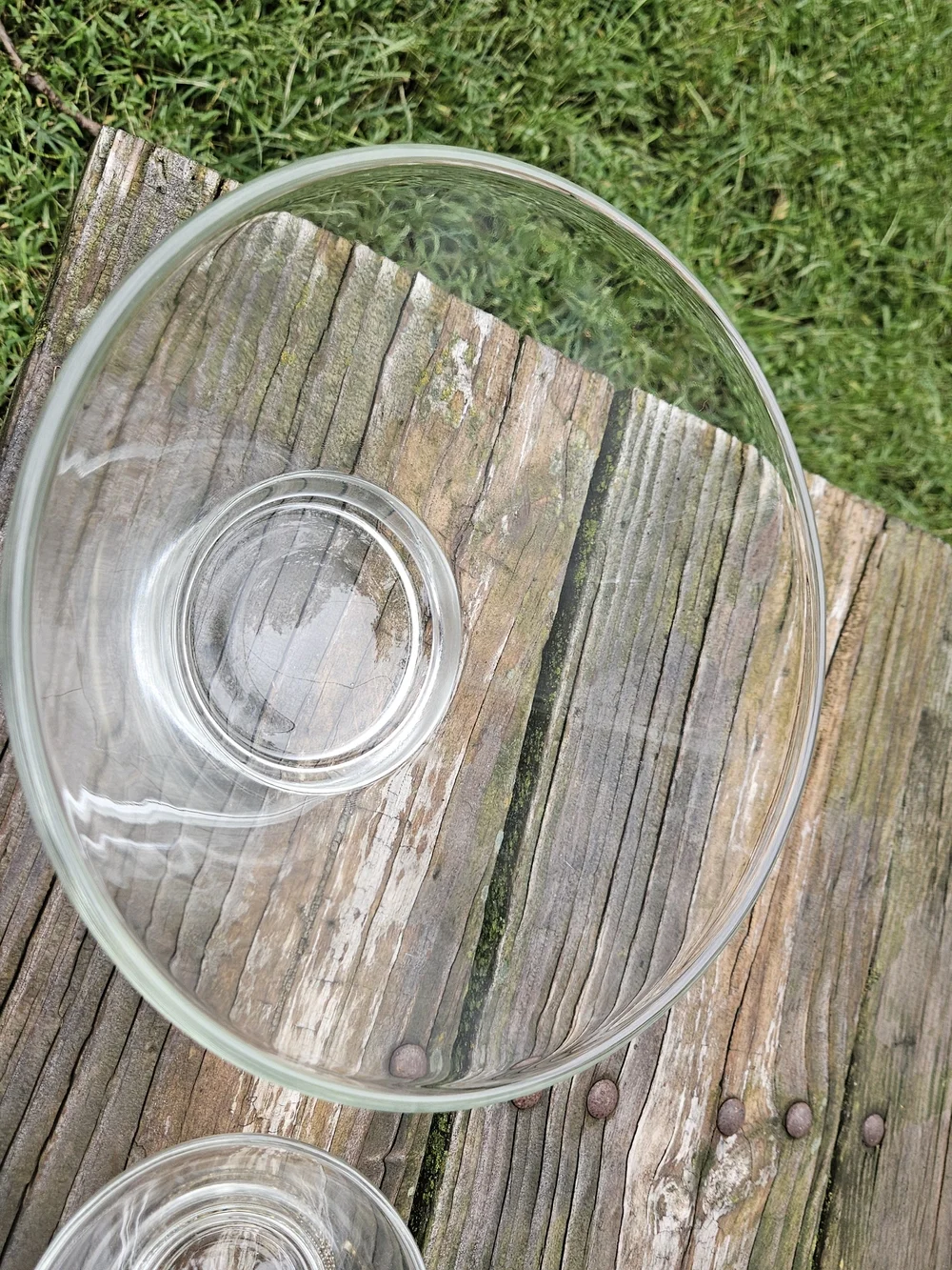 Anchor Hocking Clear Glass Serving Bowl with Gold Accent Dip Dish